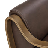 28 Inch Modern Vegan Leather Accent Armchair with Sculptural Bentwood Arms
