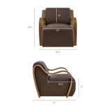 28 Inch Modern Vegan Leather Accent Armchair with Sculptural Bentwood Arms