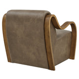 28 Inch Modern Vegan Leather Accent Armchair with Sculptural Bentwood Arms