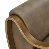 28 Inch Modern Vegan Leather Accent Armchair with Sculptural Bentwood Arms