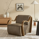 28 Inch Modern Vegan Leather Accent Armchair with Sculptural Bentwood Arms