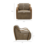 28 Inch Modern Vegan Leather Accent Armchair with Sculptural Bentwood Arms