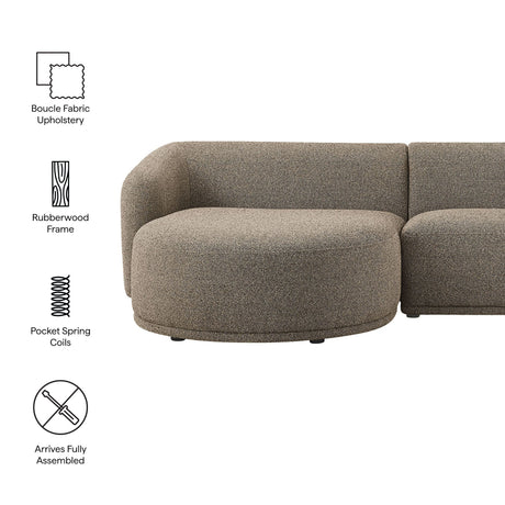 2 Piece 120" Left Facing Boucle Fabric Modular Sofa with Chaise