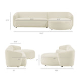 2 Piece 120" Right Facing Boucle Fabric Modular Sofa with Chaise