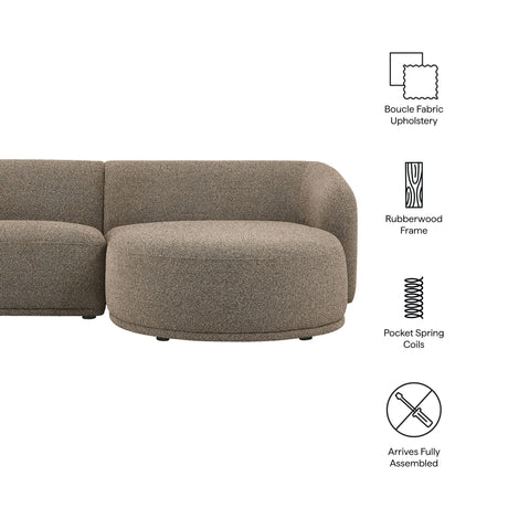 2 Piece 120" Right Facing Boucle Fabric Modular Sofa with Chaise
