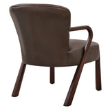 26 Inch Mid-Century Modern Faux Leather Accent Armchair with Sculptural Wood Frame