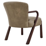 26 Inch Mid-Century Modern Faux Leather Accent Armchair with Sculptural Wood Frame