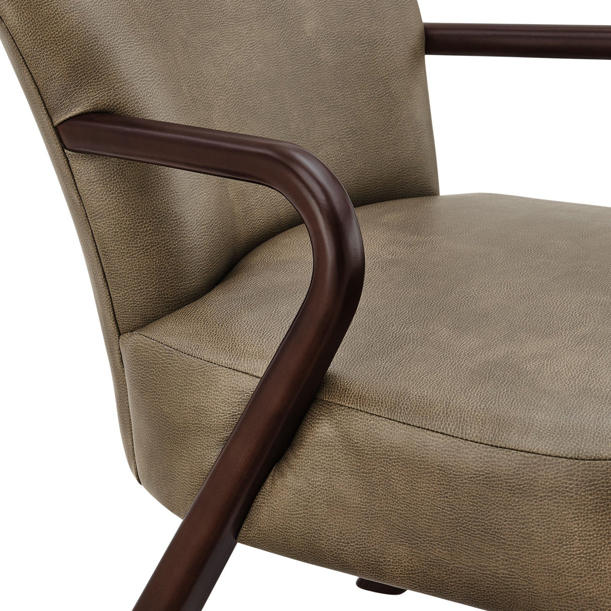 26 Inch Mid-Century Modern Faux Leather Accent Armchair with Sculptural Wood Frame