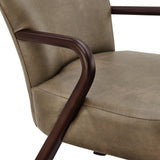 26 Inch Mid-Century Modern Faux Leather Accent Armchair with Sculptural Wood Frame