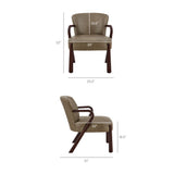 26 Inch Mid-Century Modern Faux Leather Accent Armchair with Sculptural Wood Frame