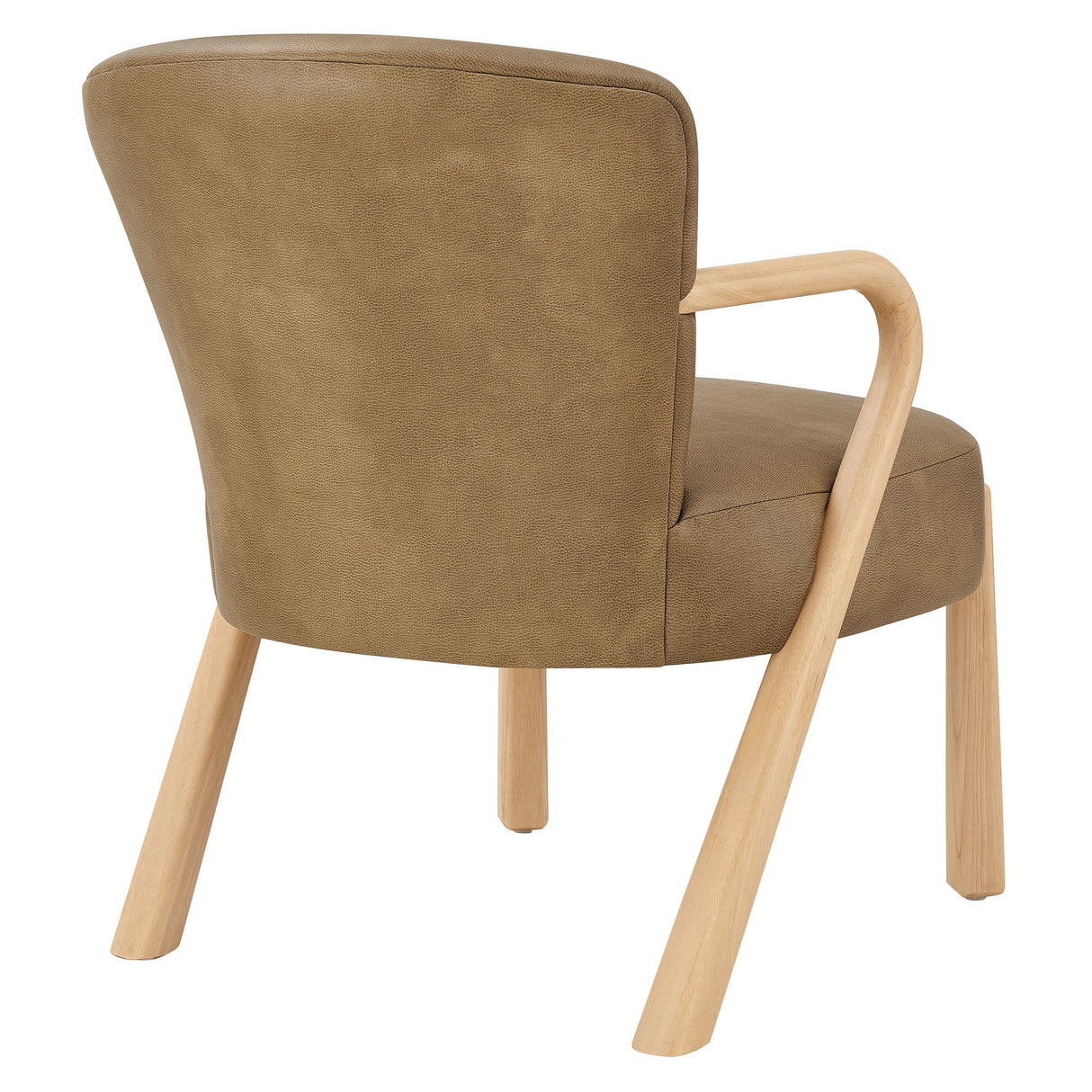 26 Inch Mid-Century Modern Faux Leather Accent Armchair with Sculptural Wood Frame