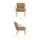 26 Inch Mid-Century Modern Faux Leather Accent Armchair with Sculptural Wood Frame