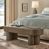 52 Inch Oval Vegan Leather Accent Bench with Sculptural Clover-Base Legs