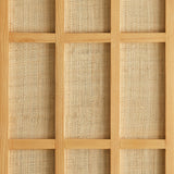 64 Inch Tall Japandi Storage Cabinet with Woven Geometric Doors in Light Oak