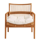 27 Inch Wood and Natural Rattan Lounge Chair with Mahogany Frame