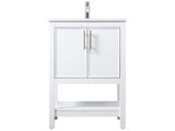 Everett 24 Inch White Single Sink Vanity with Marble Top
