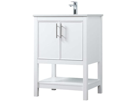 Everett 24 Inch White Single Sink Vanity with Marble Top