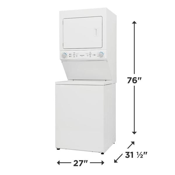 Frigidaire Electric Long Vent Stacked Laundry Center - 3.9 Cu. Ft. Washer & 5.5 Cu. Ft. Dryer