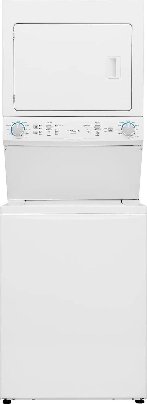 Frigidaire Electric Long Vent Stacked Laundry Center - 3.9 Cu. Ft. Washer & 5.5 Cu. Ft. Dryer
