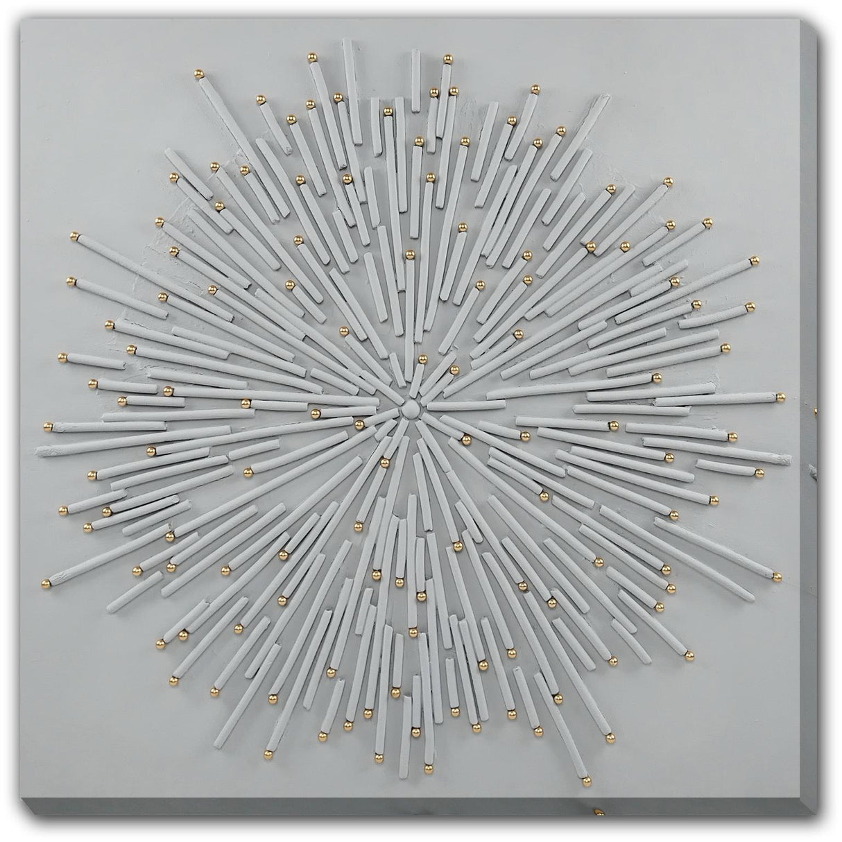 White Starburst Hand-painted Wrapped Canvas