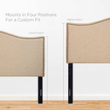 Curved Nailhead Upholstered Linen Headboard