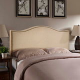 Curved Nailhead Upholstered Linen Headboard
