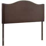 Curved Nailhead Upholstered Linen Headboard