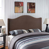 Curved Nailhead Upholstered Linen Headboard