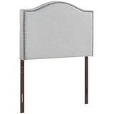 Curved Nailhead Upholstered Linen Headboard