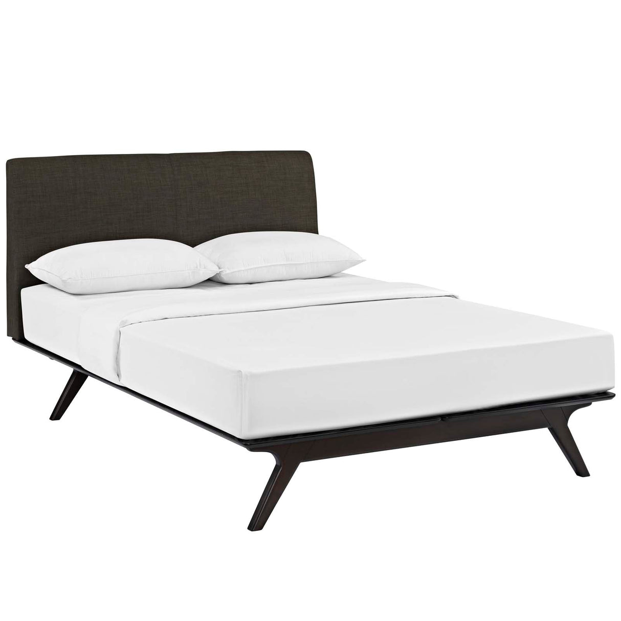 Mid-Century Modern Upholstered Platform Bed