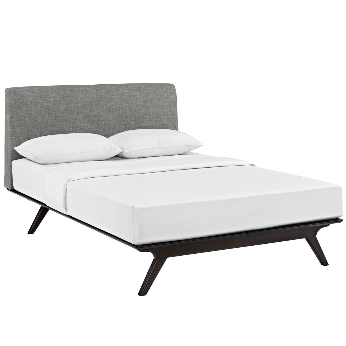 Mid-Century Modern Upholstered Platform Bed
