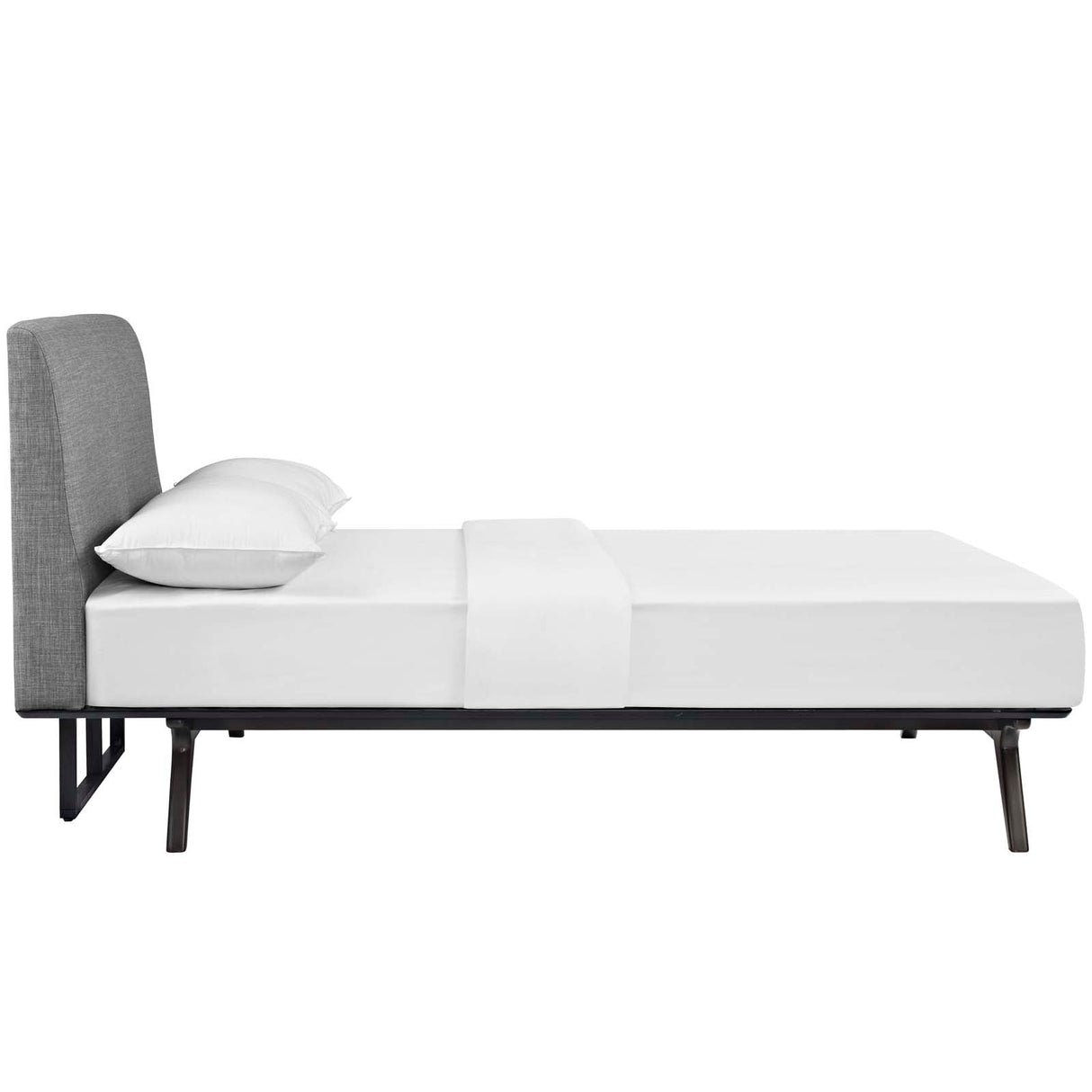 Mid-Century Modern Upholstered Platform Bed