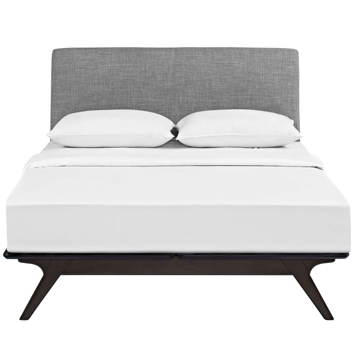 Mid-Century Modern Upholstered Platform Bed
