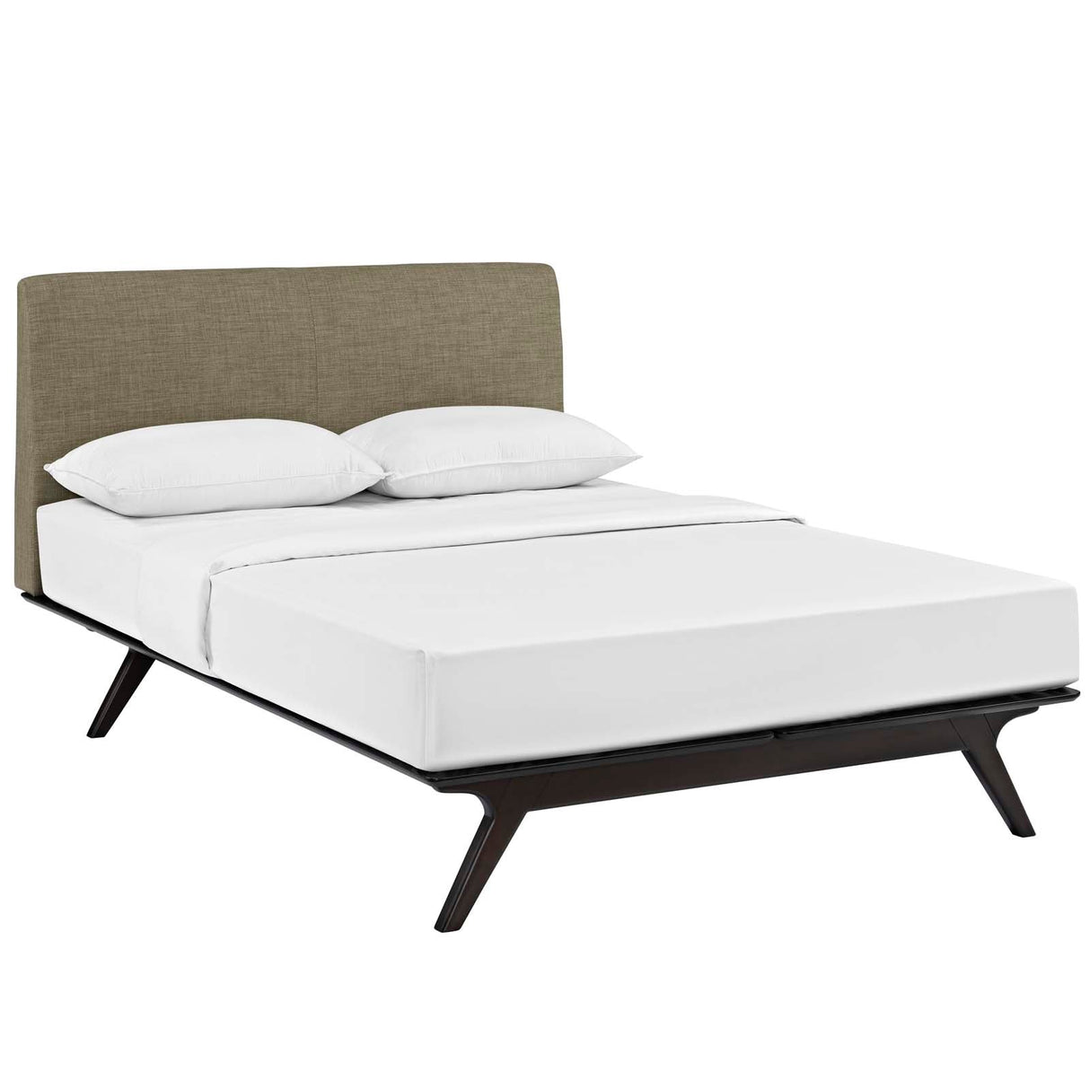 Mid-Century Modern Upholstered Platform Bed