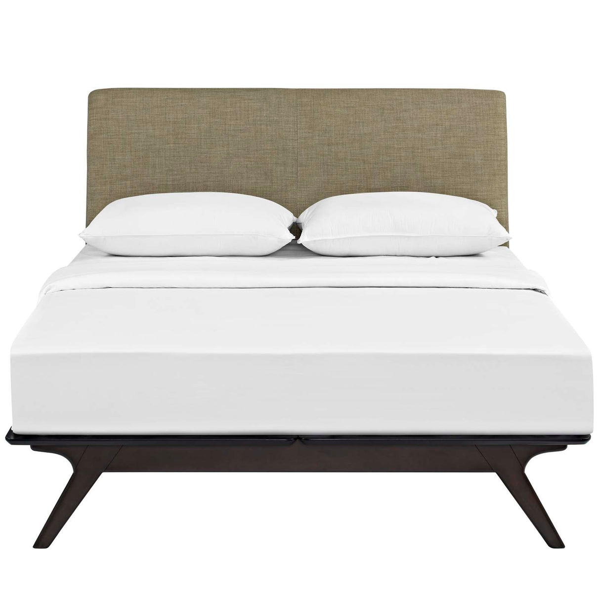 Mid-Century Modern Upholstered Platform Bed