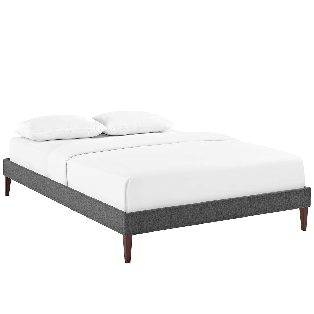 Upholstered Fabric Platform Bed with Squared Tapered Legs