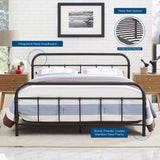 Rustic Metal 4-Poster Style Platform Bed