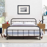 Rustic Metal 4-Poster Style Platform Bed