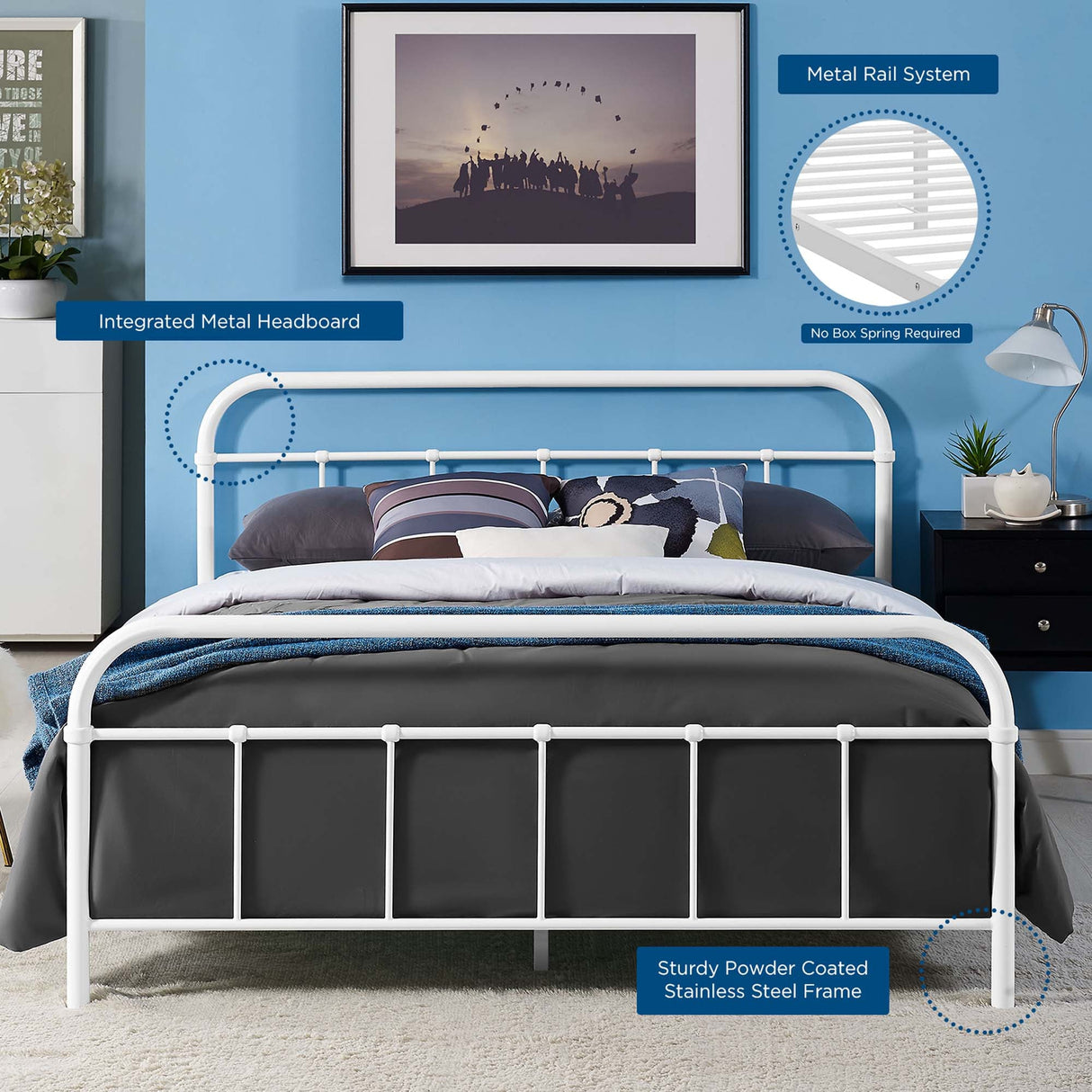 Rustic Metal 4-Poster Style Platform Bed