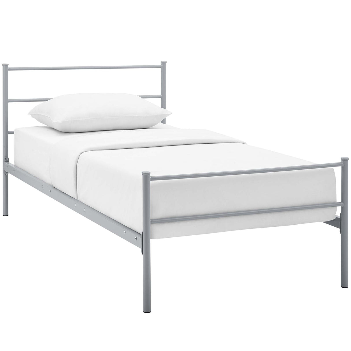 Rustic Metal Platform Bed with Integrated Headboard and Footboard