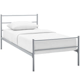 Rustic Metal Platform Bed with Integrated Headboard and Footboard