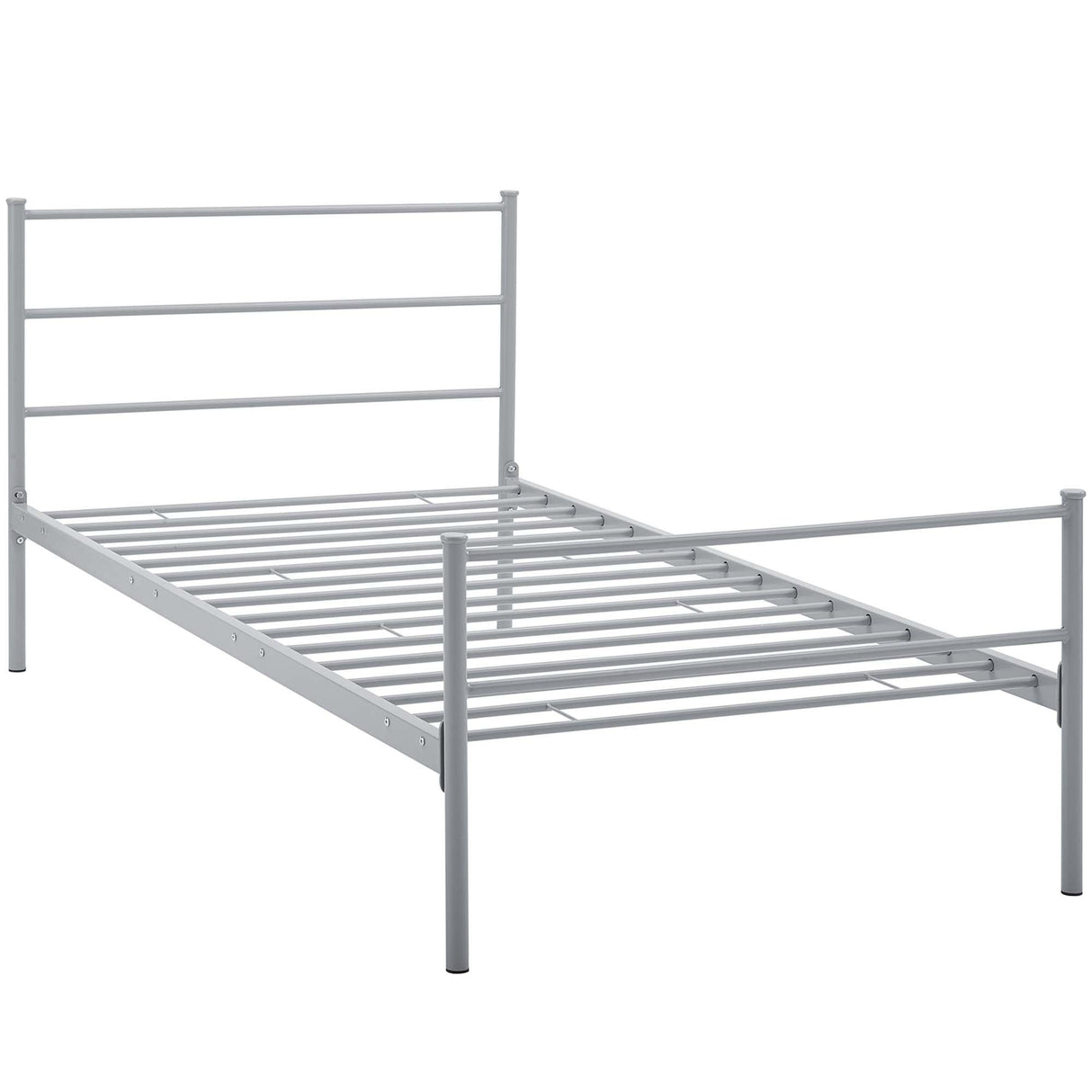 Rustic Metal Platform Bed with Integrated Headboard and Footboard