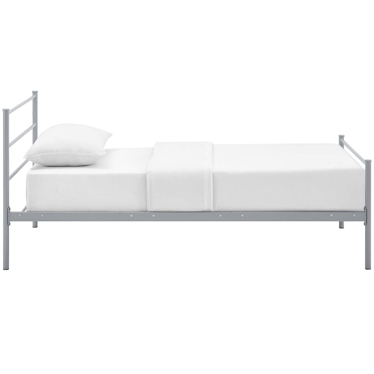 Rustic Metal Platform Bed with Integrated Headboard and Footboard