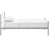Rustic Metal Platform Bed with Integrated Headboard and Footboard