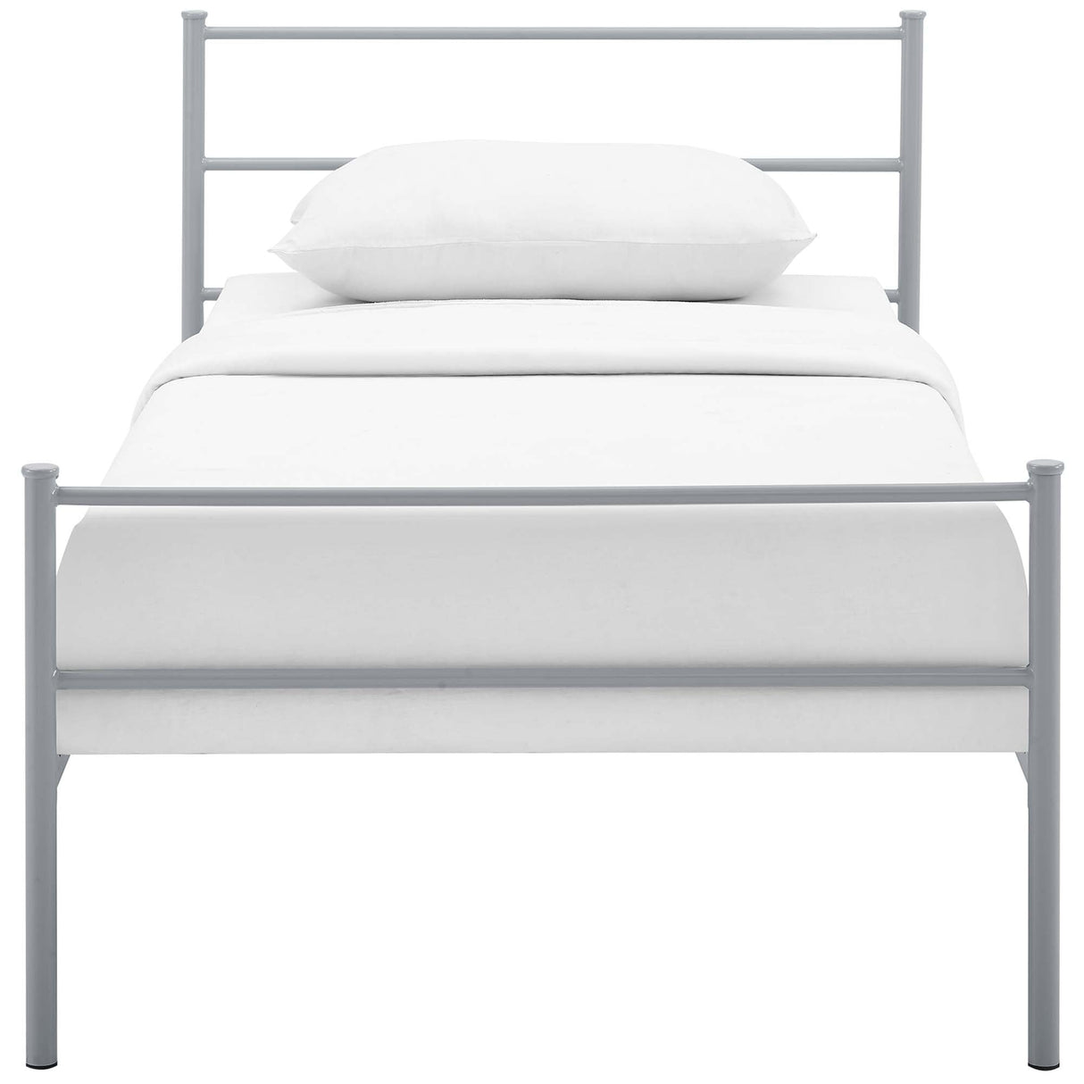 Rustic Metal Platform Bed with Integrated Headboard and Footboard