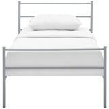 Rustic Metal Platform Bed with Integrated Headboard and Footboard