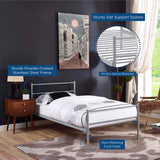 Rustic Metal Platform Bed with Integrated Headboard and Footboard