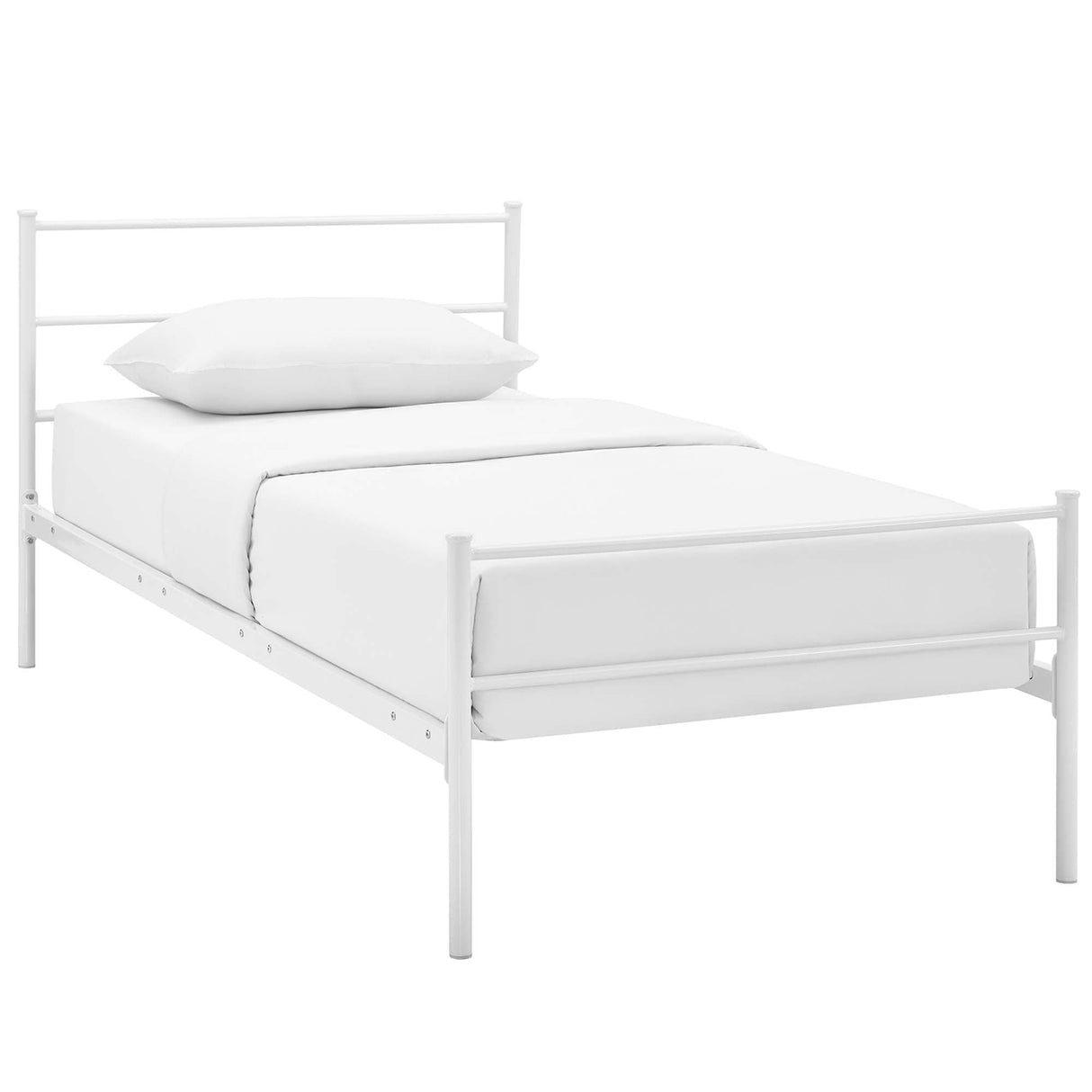 Rustic Metal Platform Bed with Integrated Headboard and Footboard