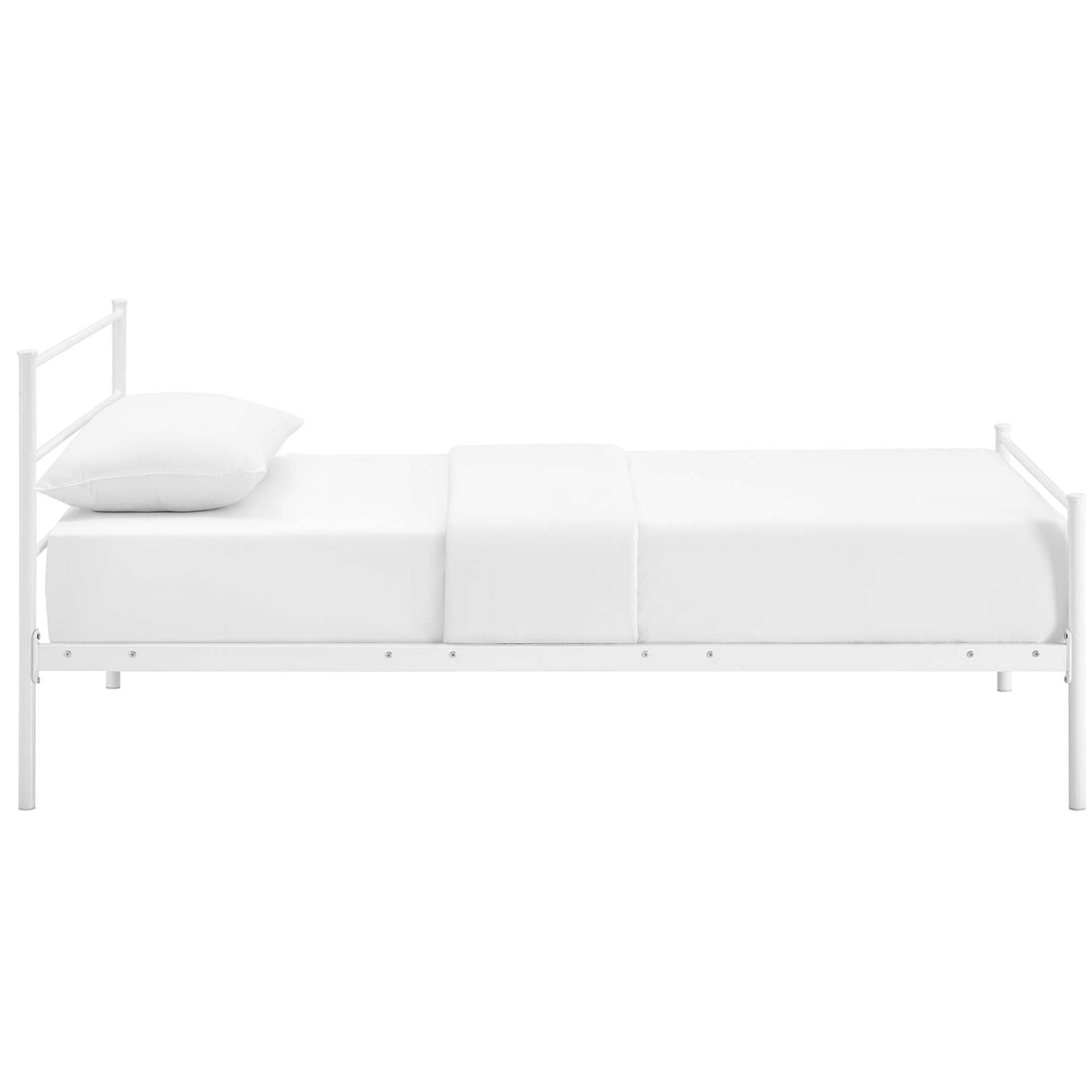 Rustic Metal Platform Bed with Integrated Headboard and Footboard