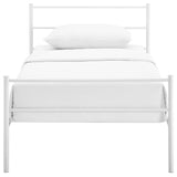 Rustic Metal Platform Bed with Integrated Headboard and Footboard
